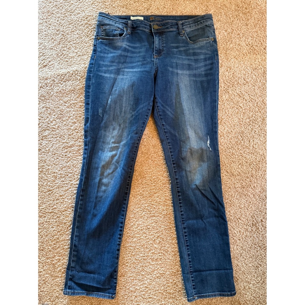 Kut Boyfriend Jeans Dark Wash Denim Distressed Casual Womans Size 12